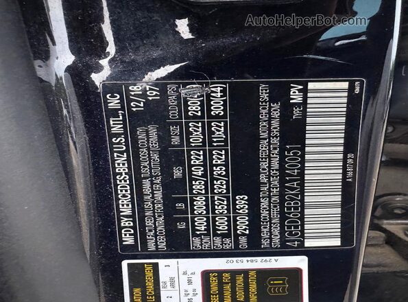 4JGED6EB2KA140051 2019 MERCEDES-BENZ GLE Черный Вид задней части салона