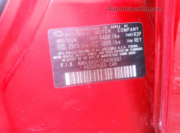 KMHL64JA1SA436987 2025 HYUNDAI SONATA Red VIN կոդի պիտակի տեսք