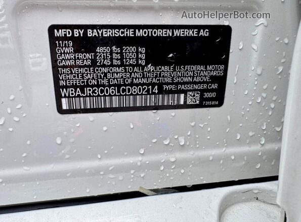 WBAJR3C06LCD80214 2020 BMW 5 SERIES Two Tone 