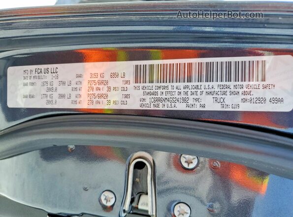 1C6RR6NM4GS241982 2016 RAM 1500 Black Вид наклейки з VIN-кодом