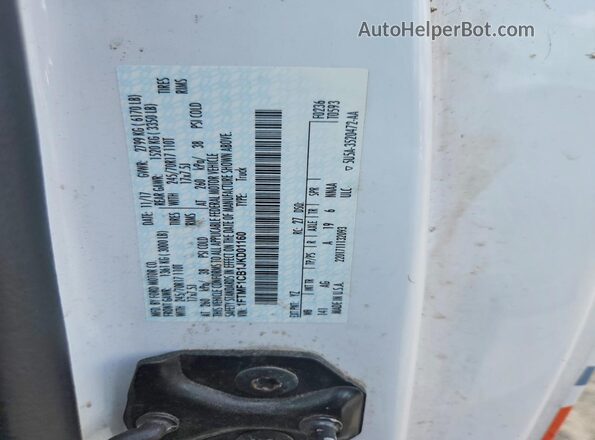 1FTMF1CB1JKD01160 2018 FORD F150 White VIN կոդի պիտակի տեսք