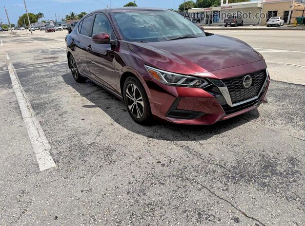 3N1AB8CVXMY301474 2021 NISSAN SENTRA Burgundy Trasero izquierdo