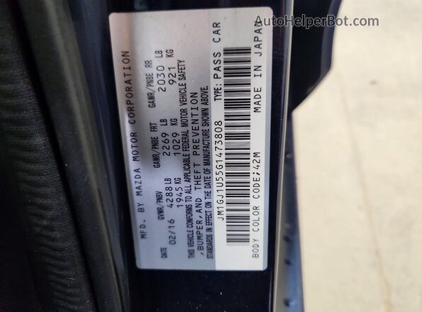 JM1GJ1U55G1473808 2016 MAZDA 6 Blue VIN կոդի պիտակի տեսք