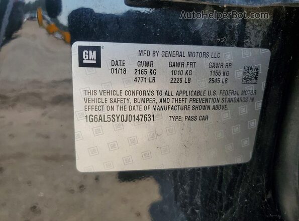 1G6AL5SY0J0147631 2018 CADILLAC ATS Черный Вид наклейки с VIN-кодом