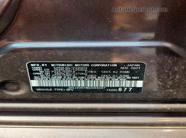JA4J2VA78NZ055087 2022 MITSUBISHI OUTLANDER Gray Widok wnętrza 360 stopni