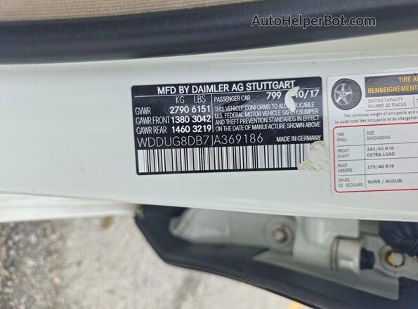 WDDUG8DB7JA369186 2018 MERCEDES-BENZ S White Vista de los asientos traseros