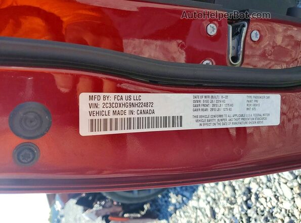 2C3CDXHG9NH224872 2022 DODGE CHARGER Burgundy VIN sticker view
