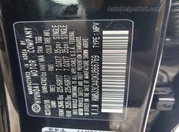 KM8J3CA40KU866769 2019 HYUNDAI TUCSON Black Панорамний вид салону 360°