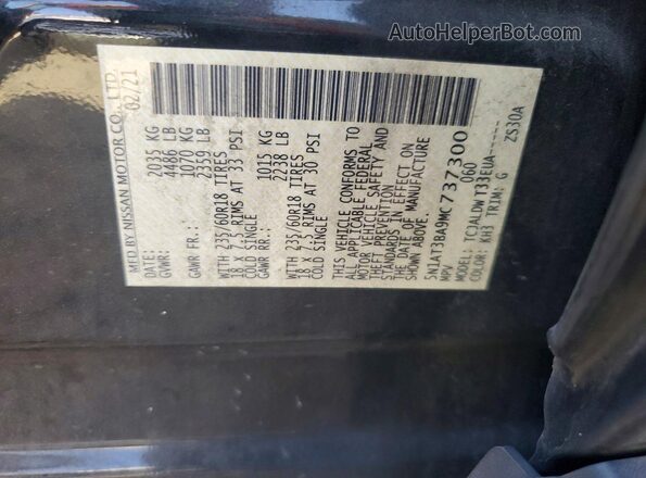 5N1AT3BA9MC737300 2021 NISSAN ROGUE Black VIN sticker view