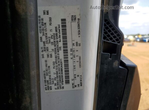 1FBAX9C80MKA42611 2021 FORD TRANSIT White Панорамний вид салону 360°
