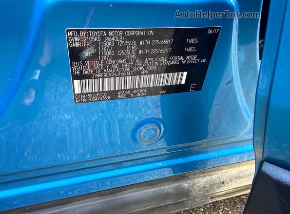 JTMRFREV2HJ168047 2017 TOYOTA RAV4 Blue Շարժիչի բաժամունքի տեսք