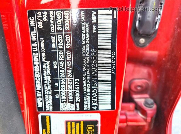 4JGDA5JB7HA826888 2017 MERCEDES-BENZ GLE Red Widok wnętrza 360 stopni