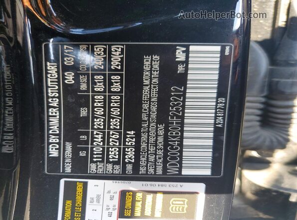 WDC0G4KB0HF253212 2017 MERCEDES-BENZ GLC-CLASS Black VIN კოდის სტიკერის ხედი