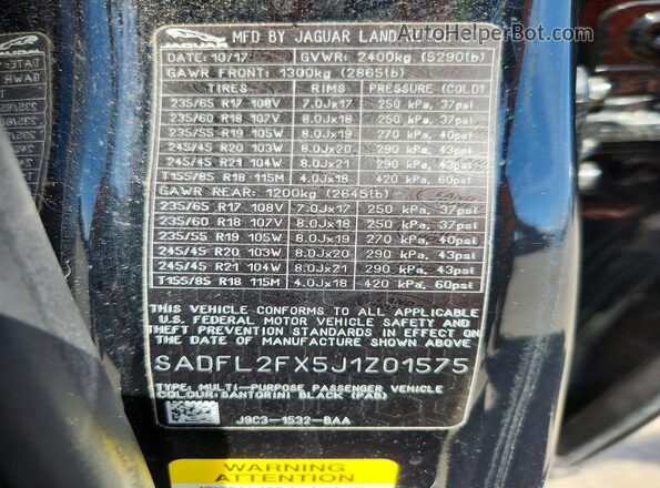 SADFL2FX5J1Z01575 2018 JAGUAR E-TYPE Черный Панорамный вид салона 360°