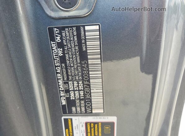 WDD1J6GB7JF008645 2018 MERCEDES-BENZ E Gray VIN კოდის სტიკერის ხედი