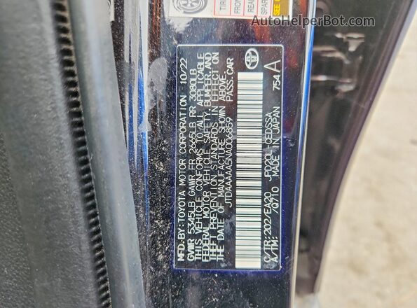 JTDAAAAA5NA006859 2022 TOYOTA MIRAI Black Սալոնի 360 աստիճան տեսք