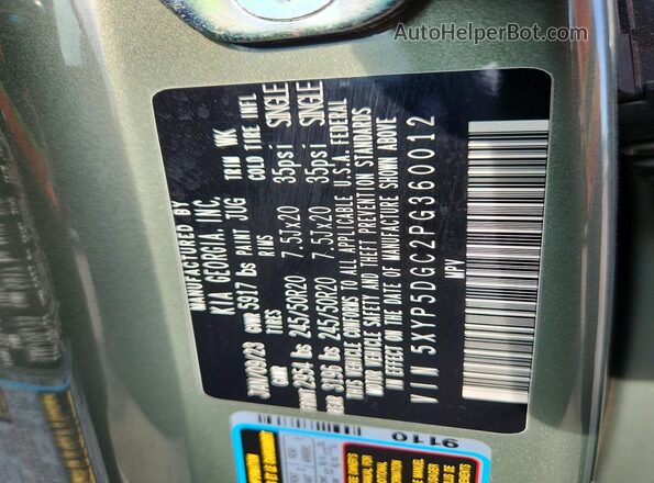 5XYP5DGC2PG360012 2023 KIA TELLURIDE Teal Панорамний вид салону 360°