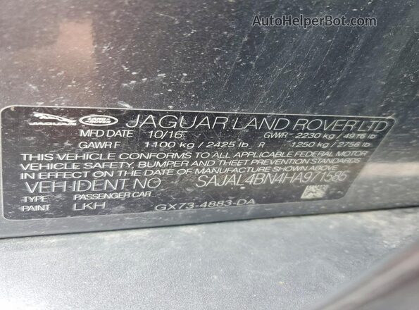 SAJAL4BN4HA971585 2017 JAGUAR XF Gray Vista interior de 360 grados