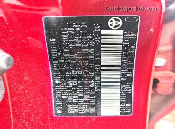 5YFS4MCE1PP155104 2023 TOYOTA COROLLA Maroon Vista interior de 360 grados