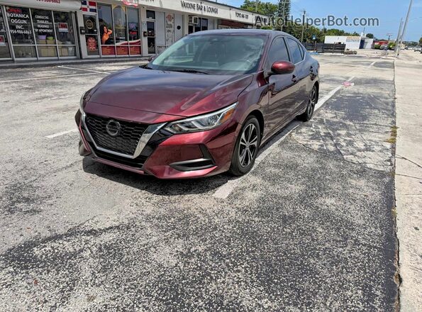 3N1AB8CVXMY301474 2021 NISSAN SENTRA Burgundy Trasero derecho