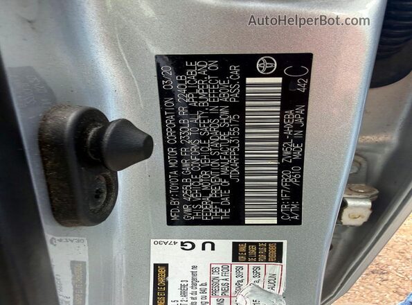 JTDKARFP5L3155175 2020 TOYOTA PRIUS Silver Widok wnętrza z tyłu