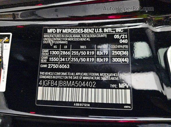4JGFB4JB8MA504402 2021 MERCEDES-BENZ GLE Black Rear seats view
