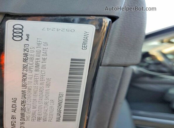 WAUANAF40HN007631 2017 AUDI A4 Black Вид наклейки з VIN-кодом