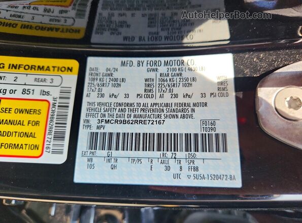 3FMCR9B62RRE72167 2024 FORD BRONCO Black Widok wnętrza 360 stopni