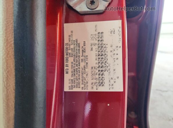 3FA6P0HD7GR275412 2016 FORD FUSION Red Vista de la etiqueta del VIN