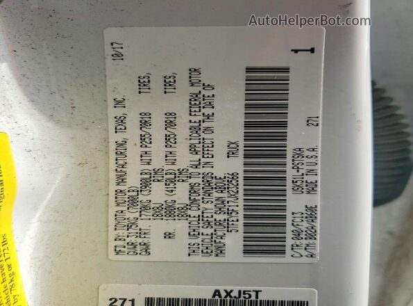 5TFEY5F17JX232566 2018 TOYOTA TUNDRA White Widok naklejki z numerem VIN