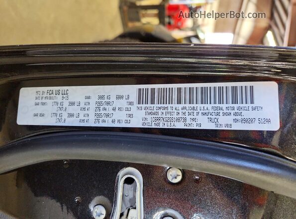 1C6RR7KG2GS108738 2016 RAM 1500 Black VIN sticker view