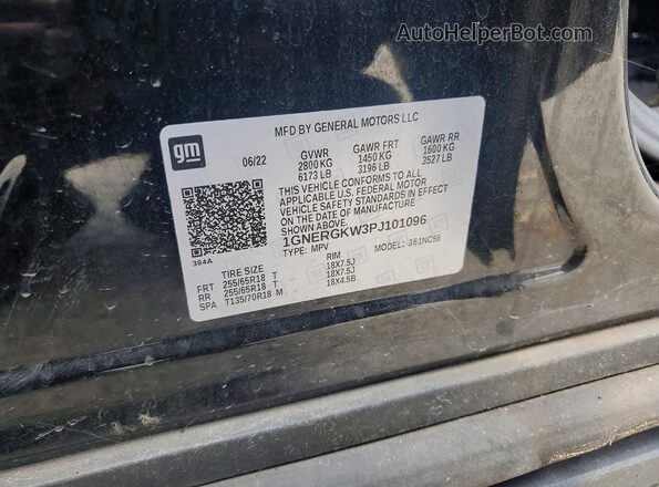 1GNERGKW3PJ101096 2023 CHEVROLET TRAVERSE Black 
