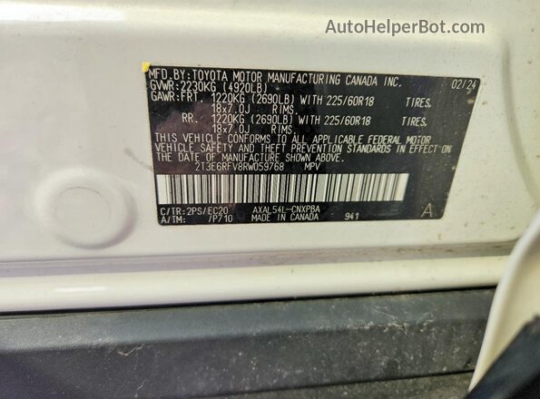 2T3E6RFV8RW059768 2024 TOYOTA RAV4 White Սալոնի 360 աստիճան տեսք
