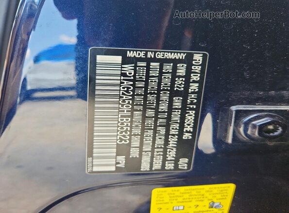 WP1AG2A59HLB55323 2017 PORSCHE MACAN Blue VIN կոդի պիտակի տեսք