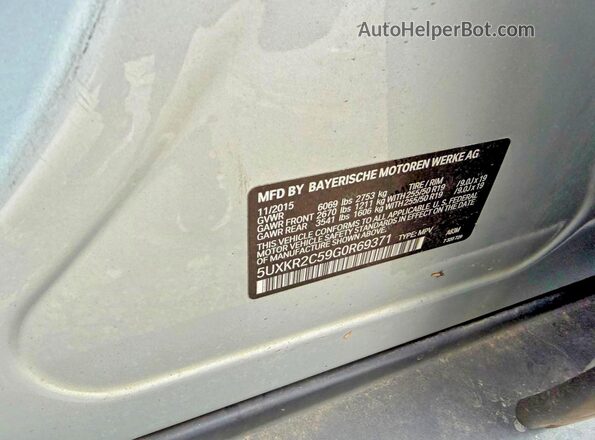 5UXKR2C59GOR69371 2016 BMW X5 Silver Widok wnętrza z tyłu