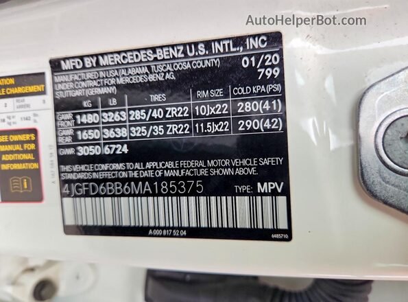 4JGFD6BB6MA185375 2021 MERCEDES-BENZ GLE White სალონის 360-გრადუსიანი ხედი