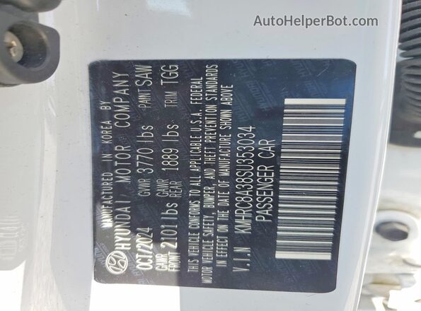 KMHRC8A38SU353034 2025 HYUNDAI VENUE White Вид наклейки з VIN-кодом