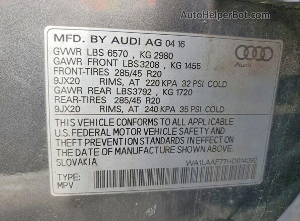 WA1LAAF77HD014092 2017 AUDI Q7 Gray Սալոնի 360 աստիճան տեսք