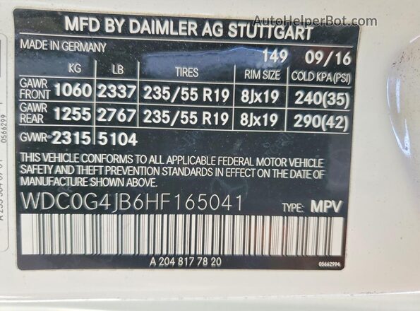 WDC0G4JB6HF165041 2017 MERCEDES-BENZ GLC-CLASS White Vista interior de 360 grados