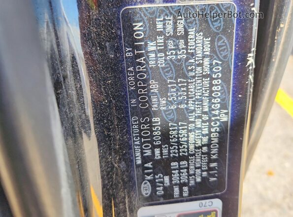 KNDMB5C14G6088507 2016 KIA SEDONA Черный Панорамный вид салона 360°