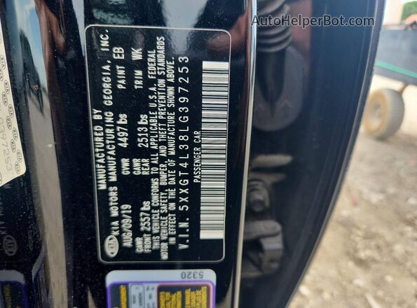 5XXGT4L38LG397253 2020 KIA OPTIMA Black VIN կոդի պիտակի տեսք