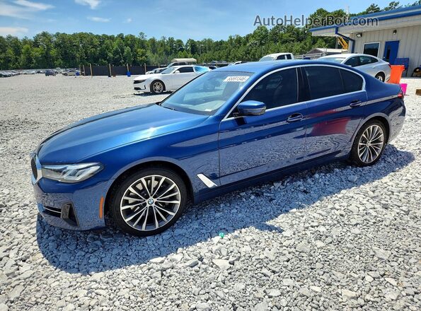 WBA53BH03MWX03301 2021 BMW 5 SERIES Blue Rear left