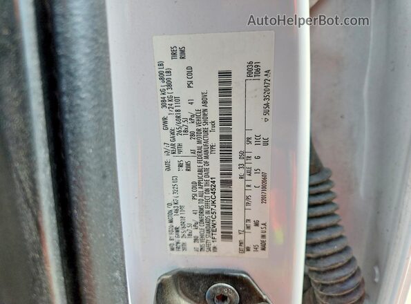 1FTEW1C57JKC45241 2018 FORD F150 White Vista de la etiqueta del VIN