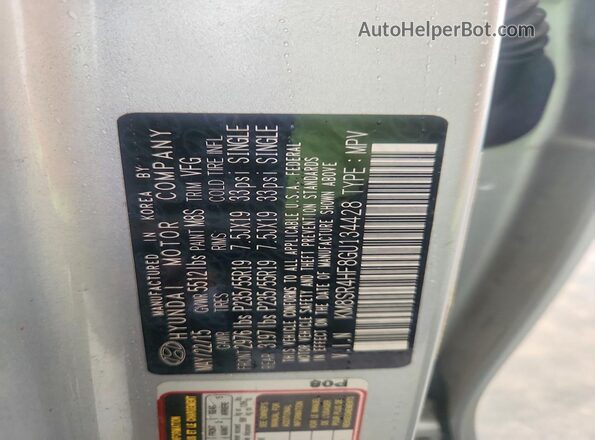 KM8SR4HF8GU134428 2016 HYUNDAI SANTA Silver Панорамний вид салону 360°