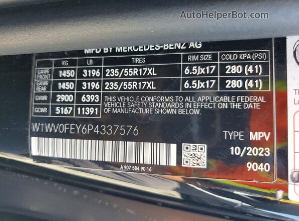 W1WV0FEY6P4337576 2023 MERCEDES-BENZ METRIS Black Սալոնի 360 աստիճան տեսք
