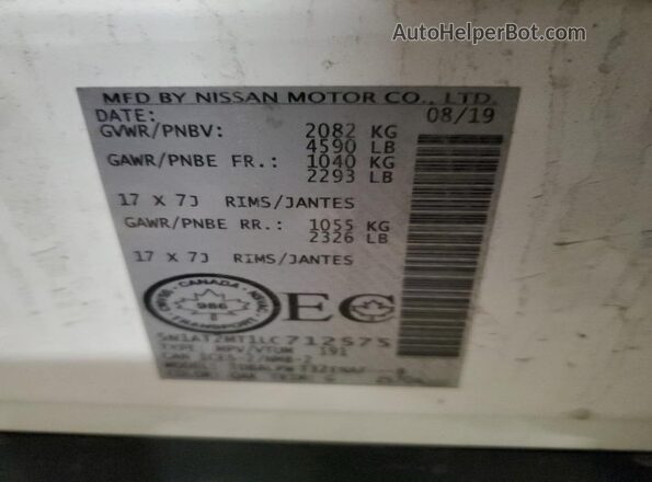 5N1AT2MT1LC712575 2020 NISSAN ROGUE White Սալոնի 360 աստիճան տեսք