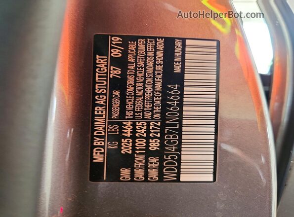 WDD5J4GB7LN064664 2020 MERCEDES-BENZ CLA-CLASS Gray VIN sticker view