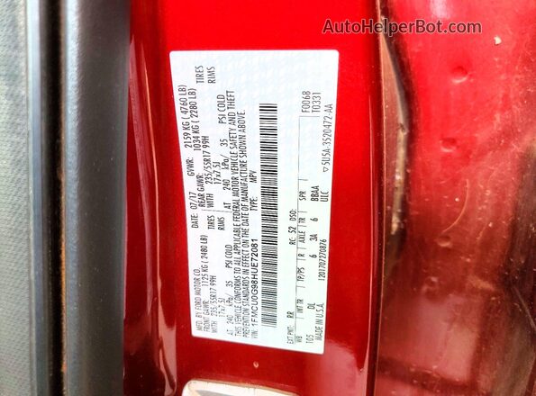 1FMCU0G98HUE72081 2017 FORD ESCAPE Red Вид наклейки з VIN-кодом