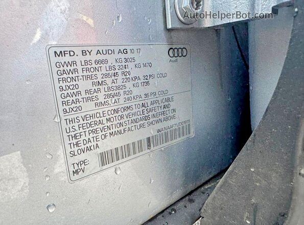 WA1VAAF71JD019111 2018 AUDI Q7 Silver Vista de los asientos traseros