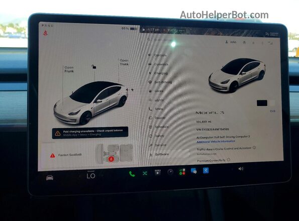 5YJ3E1EA4NF154595 2022 TESLA OTHER Белый Вид задних сидений